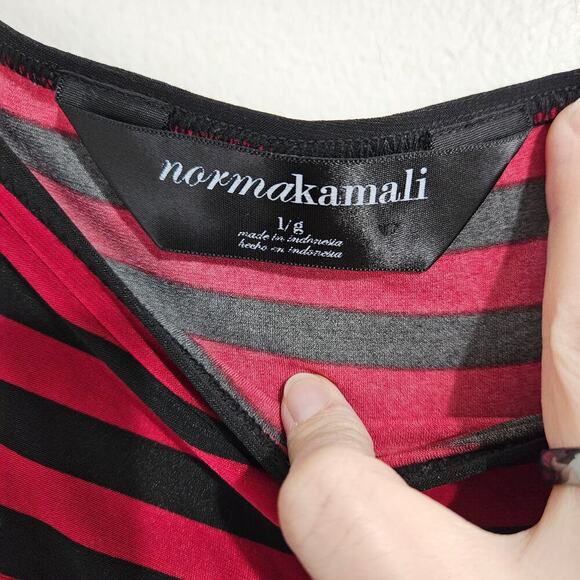 Norma Kamali Black & Red Stripped Flare Swing Mini Skirt Size Large - Picture 4 of 5